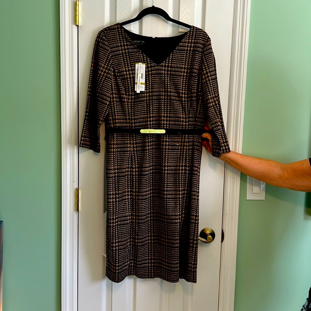 Jones New York Collection Houndstooth size 14 lined stretch flattering NWT